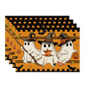 Sm:)e Jack-O'-Lantern Bat Ghost Broom Halloween Placemats Set of 4, 12x18 Inch Holiday Table Mats for Indoor Outdoor Party Dining Decoration