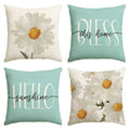 Sm:)e Bless Home Hello Sunshine Floral Spring Throw Pillow Covers Set of 4,18x18 Inch,Blue
