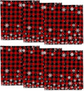 Sm:)e Snowflakes Winter Christmas Buffalo Plaid Cloth Napkins 6-Pack 18 x 18 Inch