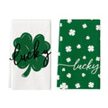 Sm:)e Green Clover Shamrock Luck St. Patrick's Day Kitchen Towels Set of 2, 18 x 26 Inch