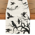 Smile Silhouette Tree Crows Halloween Table Runner 13 x 108 Inch