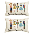 Sm:)e Nutcracker Merry Christmas Throw Pillow Cover 12x20 Inch Set of 2ï¼?Beige