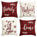 Sm:)e Family Believe Let it Snow Winter Christmas Throw Pillow Cover 16x16 Inch Set of 4