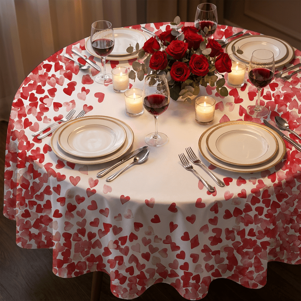 Sm:)e Hearts Valentine's Day Tablecloth Round 60 Inch