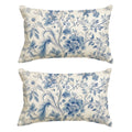 Sm:)e 2 Set Chinoiserie Flowers Trees Blue Throw Pillow Cover, 12 x 20 Inch Floral Cushion Case Outdoor Decoration for Sofa Couch Farmhouse