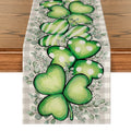 Sm:)e Clover Shamrocks Eucalyptus Buffalo Plaid St.Patrick's Day Table Runner 13x72 Inch