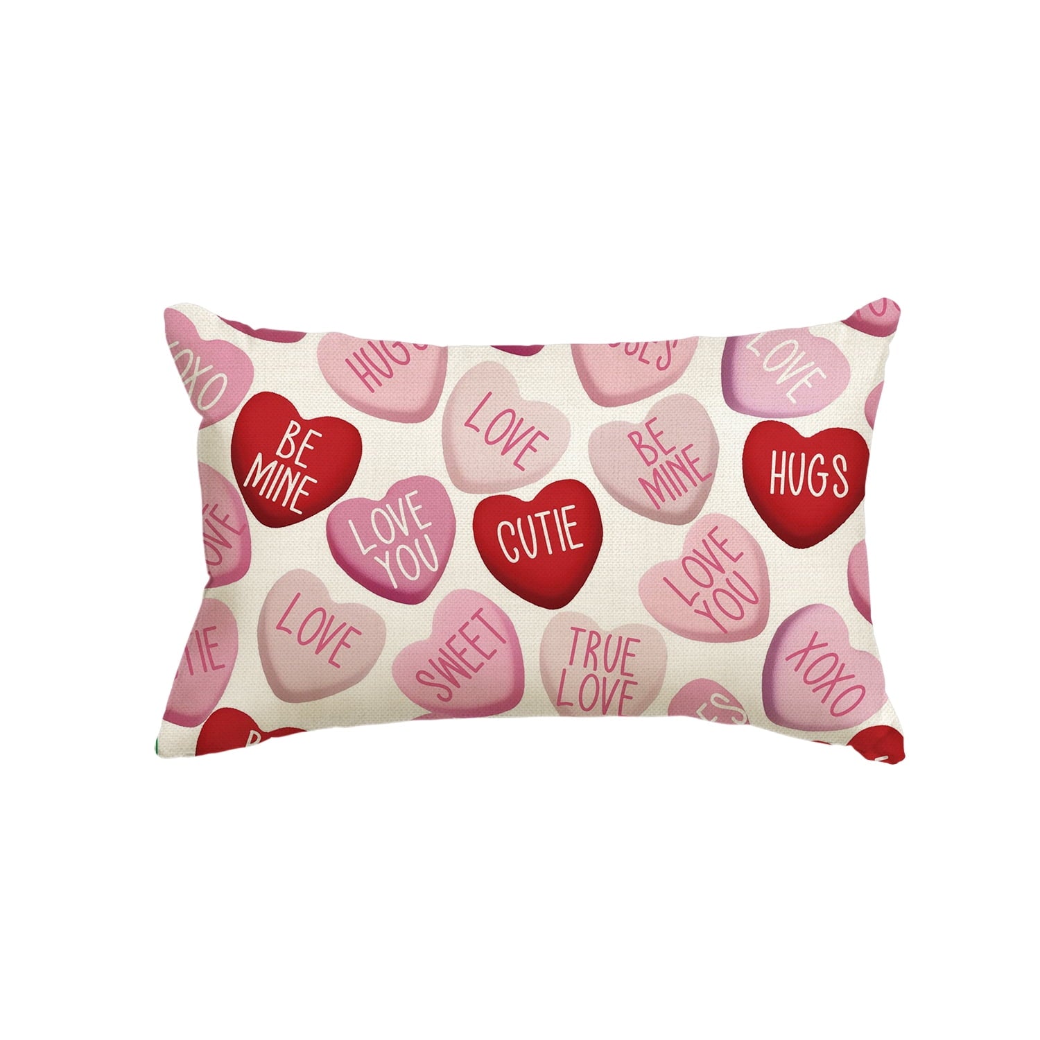 Sm:)e Pink Candy Heart Valentine's Day Throw Pillow Cover 12 x 20 Inch
