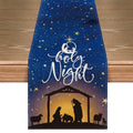 Smile The Lord Blue Sky Christmas Table Runner, Seasonal Winter Holy Night Christ Kitchen Dining Table Decor for Outdoor Home Party 13x72 Inch