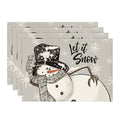 Smile Grey Snowman Snowflake Let it Snow Christmas Placemats 12x18 Inch Set of 4