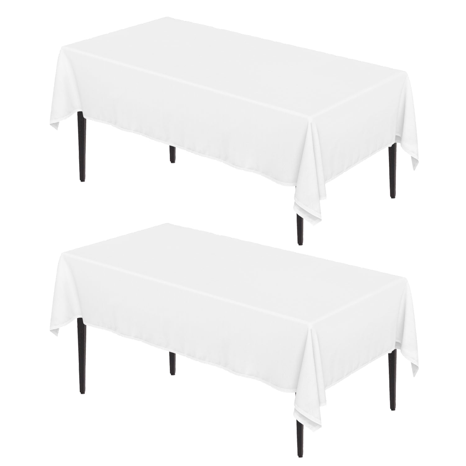 Sm:)e 2 Pack White Tablecloth Polyester 60x84 Inch 4ft Table
