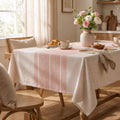Sm:)e Chenille Fabric Yarn-Dyed Tablecloth 60x84 Inch, Light Pink, Wrinkle Free