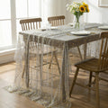 Sm:)e Silk Gold Foil Gauze Tablecloth Beige 60x104 Inch - Glitter Metallic Sheer Table Cover for Dining, Wedding, Party, and Events - Durable & Stylish Home Decor