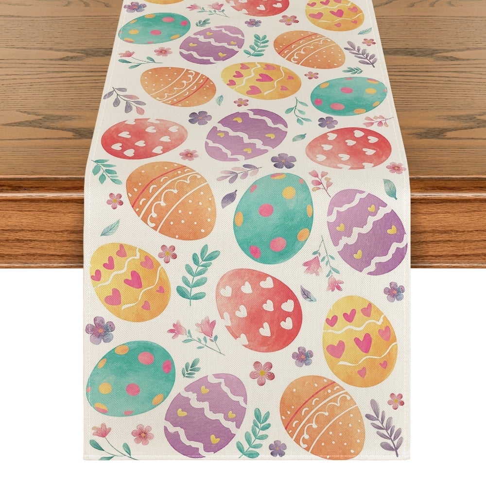 Sm:)e Watercolor Easter Eggs Table Runner 13 x 60 Inch