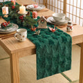 Sm:)e Green Tree Christmas Table Runner 13x72 Inch, Soft Plush Faux Fur Mantel Kitchen Dining Table Decor, Winter Xmas Party Decor