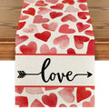 Sm:)e Watercolor Heart Arrow Love Valentine Table Runner 13 x 72 Inch