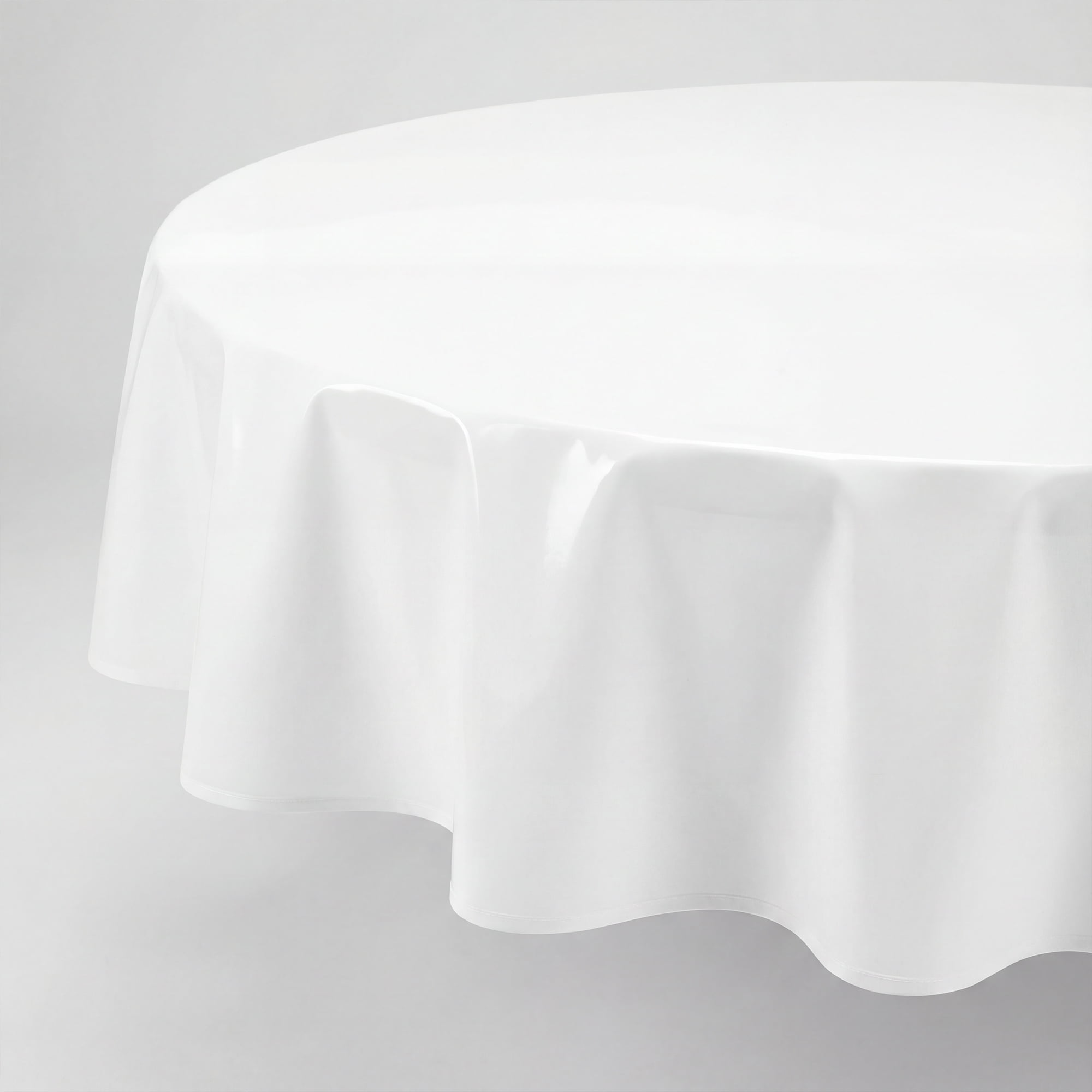 Plastic Table Cloth Disposable 6 Pack, Round 84 Inch, White, for Party Picnic Wedding