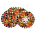 Smile Pumpkin Leaves Fall Round Placemats Set of 4, 15 Inch Seasonal Thanksgiving Table Mats for Party Dining Decoration