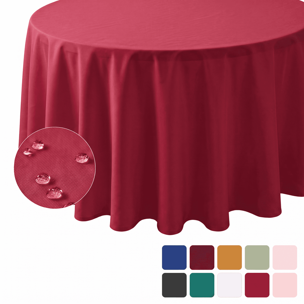Sm:)e Red Farmhouse Style Waterproof Tablecloth 60 Inch, Yarn-Dyed Woven Table Cover for Dining Decor, Round