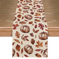 Sm:)e Brown Pumpkin Maple Leaf Fall Table Runners 13¡Á72 Inch, Thanksgiving Decorations for Kitchen Dinning Home Party