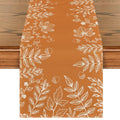 Sm:)e Eucalyptus Leaves Orange Fall Table Runner 13x90 Inch, Seasonal Autumn Holiday Home Kitchen Dining Decorations