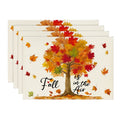 Sm:)e Fall Maple Tree Placemats Set of 4, 12x18 Inch Seasonal Autumn Holiday Table Mats for Farmhouse Dining Room Table Home Decor
