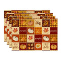 Sm:)e Fall Patchwork Pumpkin Placemats Set of 4, 12x18 Inch ,Seasonal Autumn Harvest Table Mats for Party Kitchen Dining Decoration