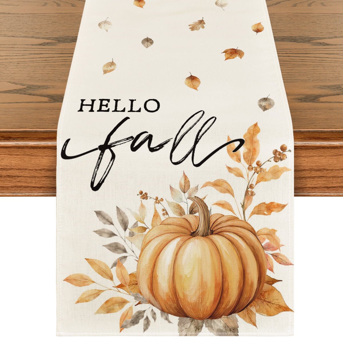 Sm:)e Leaf Orange Pumpkin Fall Table Runners 13x72 Inch, Kitchen Decor for Indoor Outdoor Home Party