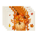 Sm:)e Orange Pumpkin Maple Leaf Fall Placemats Set of 4 12x18 Inch, Indoor Outdoor Table Mats Decorations for Home Party