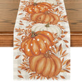 Sm:)e Polka Dot Orange Pumpkin Fall Table Runner 13x36 Inch,Thanksgiving Home Kitchen Dining Decorations