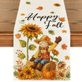Sm:)e Scarecrow Maple Leaves Sunflower Pumpkin Fall Table Runner 13x72 Inch, Seasonal Autumn Decor for Kitchen Dining Table Home Party