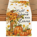 Smile Cross Thanksgiving Pumpkins Bless This Home Flower Fall Table Runner 13x72 Inch