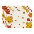 Smile Maple Leaves Fall Placemats Set of 4, 12x18 Inch Thanksgiving Seasonal Table Mats for Party Kitchen Dining Decoration