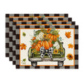 Smile Pumpkins Truck Fall Placemats Set of 4 for Table Runner, Farmhouse Kitchen Dining Table Decoration for Indoor Party 12x18 Inch