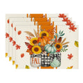 Smile Vases Hello Fall Placemats Set of 4, 12x18 Inch Seasonal Autumn Table Mats for Party Kitchen Dining Decoration