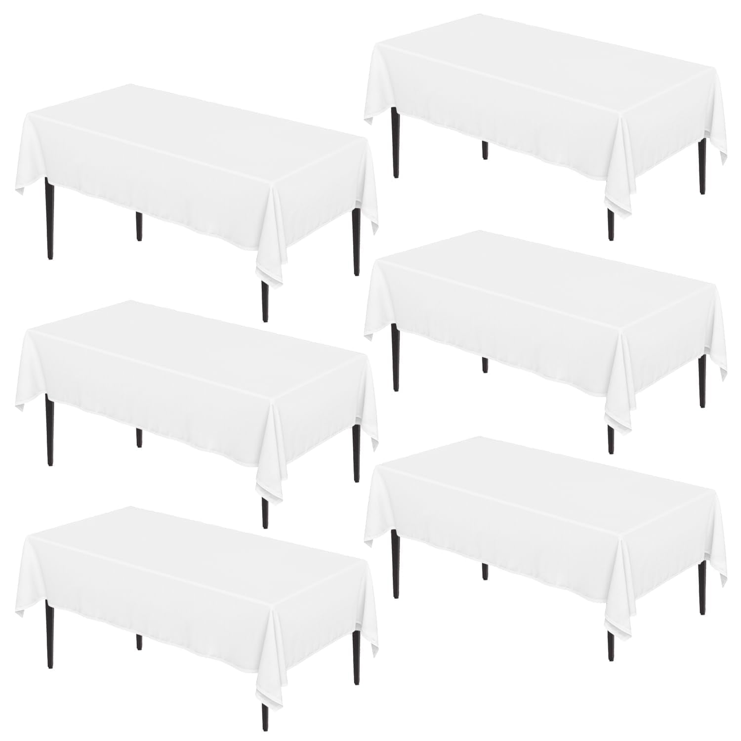 Sm:)e 6-Pack White Polyester Tablecloth 60x84 Inch