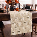 Sm:)e Beige Ghost Halloween Table Runner 13x90 Inch, Soft Plush Faux Fur Mantel Kitchen Dining Table Decor, Halloween Home Party Decor