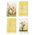 Sm:)e Eggs Hunny Bunny Rabbit Easter Kitchen Dish Towels 18x26 Inch Set of 4 Yellow