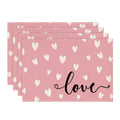 Sm:)e Pink Love Heart Valentine Placemats Set of 4, 12x18 Inch