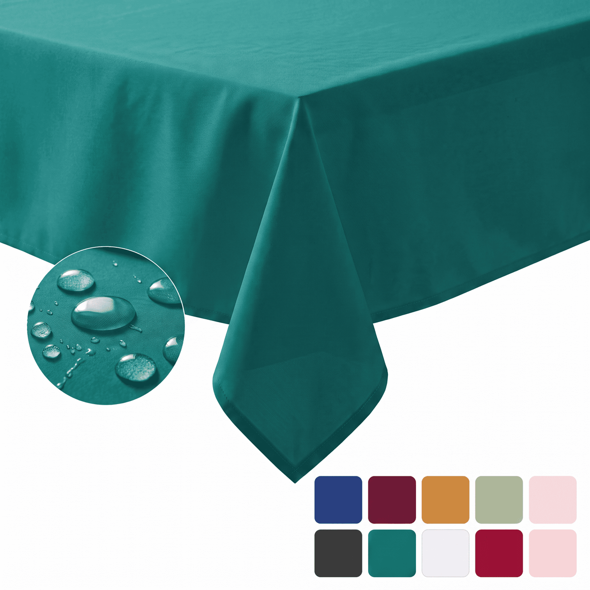 Sm:)e Green Farmhouse Style Waterproof Tablecloth 60x84 Inch, Yarn-Dyed Woven Table Cover for Dining Decor, Rectangle