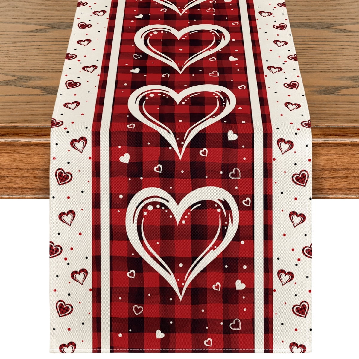 Sm:)e Buffalo Plaid Love Hearts Valentine Table Runner 13x90 Inch