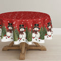 Sm:)e Snowman Cardinals Trees Snowflakes Winter Christmas Tablecloth Round 60 Inch, Red Xmas Table Decoration