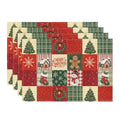 Sm:)e Red Plaid, Pine Tree, Snowman & Gingerbread Man Christmas Placemats 12 x 18 Inch, Set of 4,Winter Table Decor Supplies for Kitchen Dining & Holiday Party