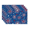 Sm:)e Firework 4th of July Placemats Set of 4,12 x 18 Inch, Durable and Easy Cleaning Perfect for Independence Day Celebration and Family Gathering,Blue