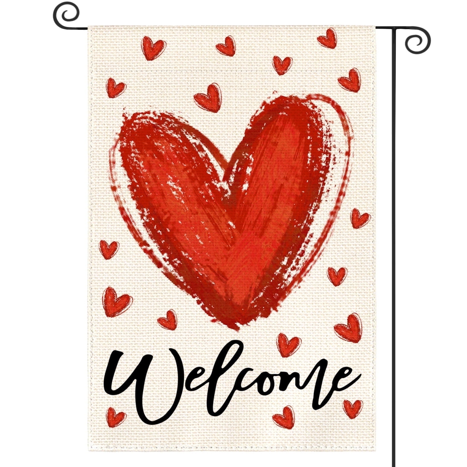 Sm:)e Red Heart Valentines Day Garden Flag 12x18Inch