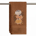 Sm:)e 1 Pc Stacked Pumpkin Maple Foliage Vine Embroidered Fall Hand Towel, 100% Cotton Absorbent Kitchen Cleaning Towel, 18 x 26 Inch