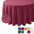 Sm:)e Burgundy Red Farmhouse Style Waterproof Tablecloth 60 Inch, Yarn-Dyed Woven Table Cover for Dining Decor, Round