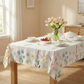 Sm:)e Spring Summer Tablecloth 52x70 Inch, Watercolor Wild Flowers Blooming Floral Table Cover for Party Picnic Dinner Decor