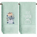 Sm:)e 2 Pcs Tiered Blue Pumpkin Autumn Maple Twisted Vine Embroidered Fall Hand Towels, 100% Cotton Soft Home Decor Dish Towels, 18 x 26 Inch