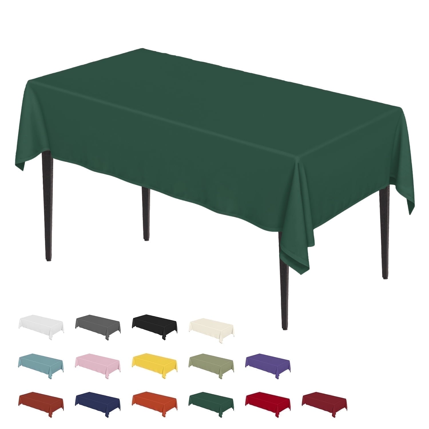 Sm:)e Stain and Wrinkle Resistant Fitable Hunter Green Table Cloth Rectangle 60x84 Inch, Reusable and Washable Polyester Fabric Table Covers for Party, Wedding and Banquet Decoration 4ft Table