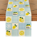 Sm:)e Patchwork Buffalo Plaid Lemon Summer Table Runner 13 x 72 Inch, Seasonal Summer Lemon Kitchen Dining Table Decoration for Home Party Decor